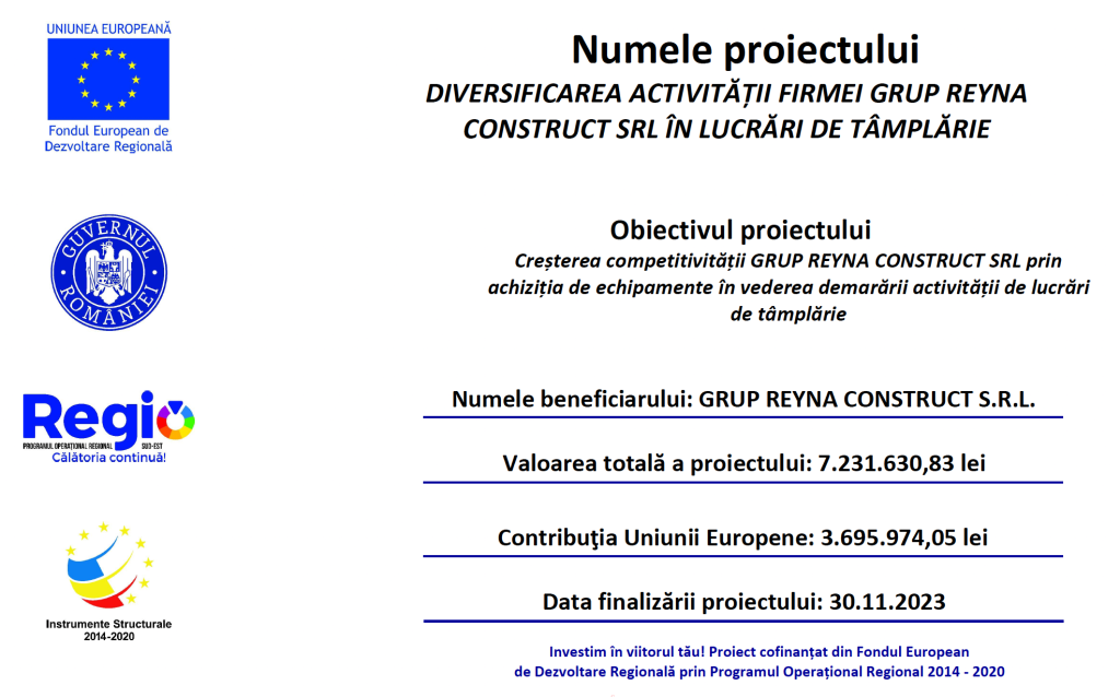 Proiect finantat prin UE - FEDR